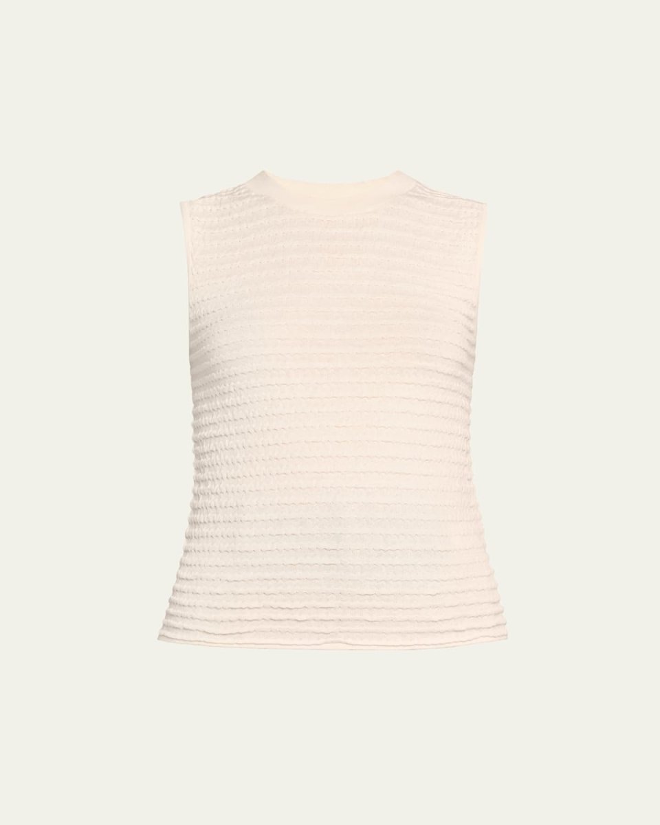 Smocked Sleeveless Crewneck Top
